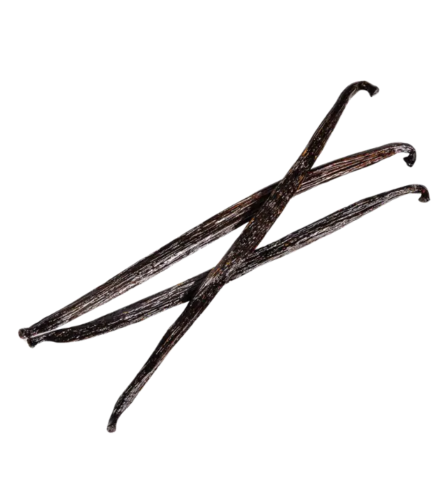 Ecuadorian Tahitensis vanilla beans in 14 cm (5.51 in) pods, showcasing premium quality and dark, aromatic texture.